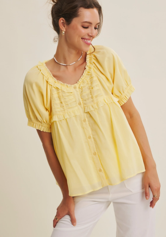 Delicate Ruffle Airy Cotton Blouse – Effortlessly Elevated Women's Top