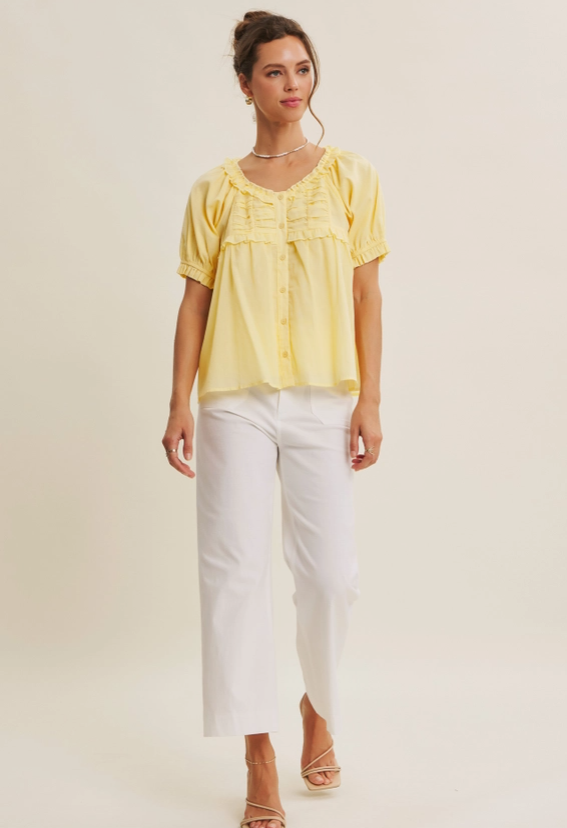 Delicate Ruffle Airy Cotton Blouse – Effortlessly Elevated Women's Top